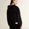 Women's black cotton-blend hoodie with zip