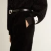 Women's black cotton-blend hoodie with zip