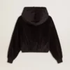 Women's black cotton-blend hoodie with zip