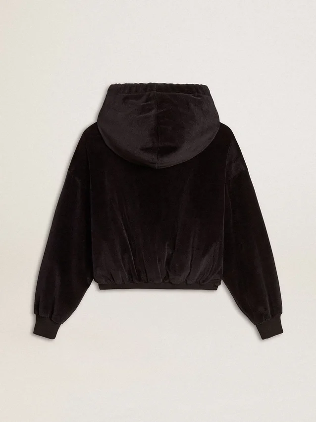 Women's black cotton-blend hoodie with zip