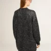 Women's black crew neck dress with all-over silver sequins
