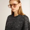 Women's black crew neck dress with all-over silver sequins