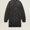 Women's black crew neck dress with all-over silver sequins