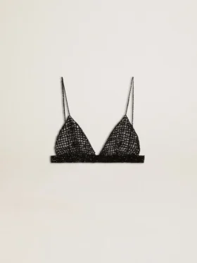 Women's black crochet top with crystals