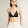 Women's black crochet top with crystals