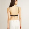 Women's black crochet top with crystals