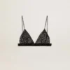 Women's black crochet top with crystals
