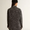 Women's black denim shirt with ton sur ton floral pattern