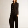 Women’s black double-breasted blazer