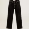 Women's black jeans with a velvet-like wash effect