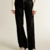 Women's black jeans with a velvet-like wash effect