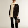 Women's black jeans with a velvet-like wash effect