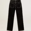 Women's black jeans with a velvet-like wash effect