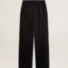 Women's black joggers with a tone-on-tone toile de jouy print