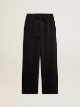 Women's black joggers with a tone-on-tone toile de jouy print