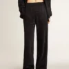 Women's black joggers with a tone-on-tone toile de jouy print