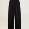 Women's black joggers with a tone-on-tone toile de jouy print