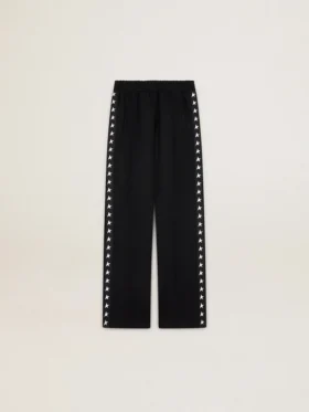 Women’s black joggers with white stars on the sides
