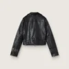 Women’s black leather biker jacket with glossy effect