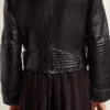 Women’s black leather biker jacket with glossy effect