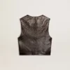 Women's black leather waistcoat with gradient-effect studs
