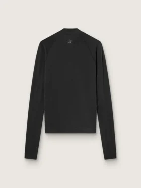 Women’s black long-sleeve sports top with zip