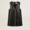 Women’s black nappa leather dress with studs