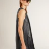 Women’s black nappa leather dress with studs