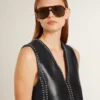 Women’s black nappa leather dress with studs