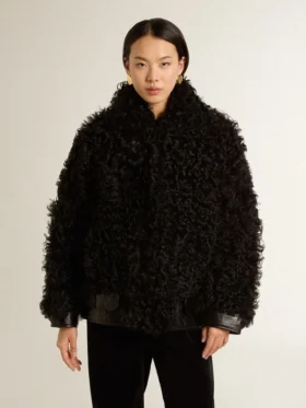 Women’s black shearling jacket