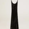 Women's black velvet-effect slip dress