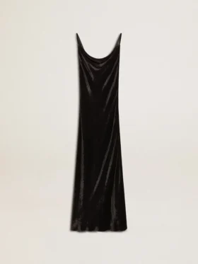 Women's black velvet-effect slip dress