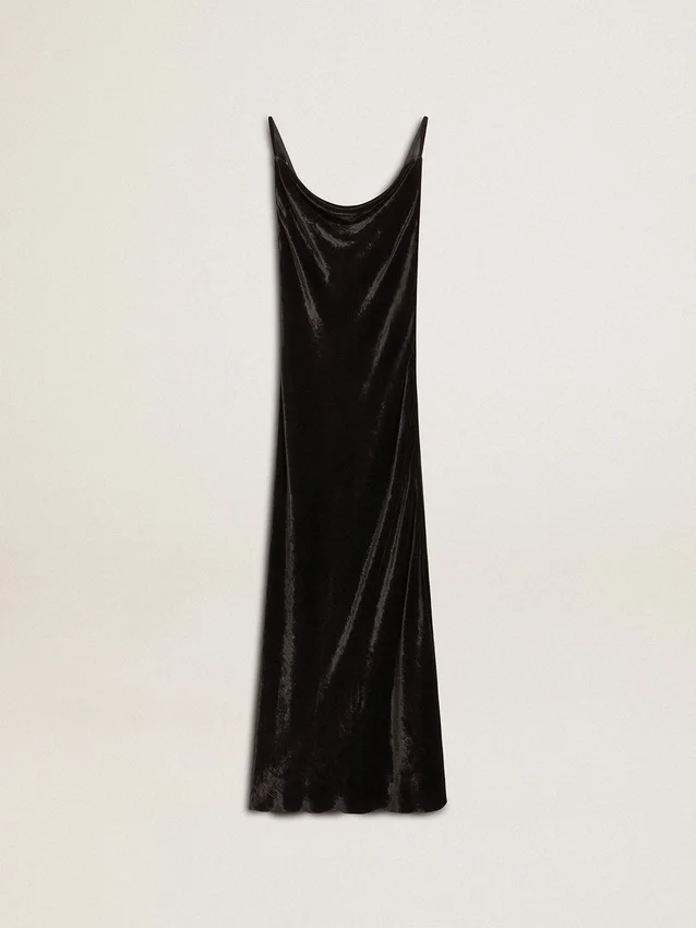 Women's black velvet-effect slip dress