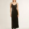 Women's black velvet-effect slip dress