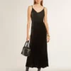Women's black velvet-effect slip dress