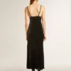 Women's black velvet-effect slip dress