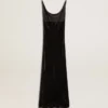 Women's black velvet-effect slip dress