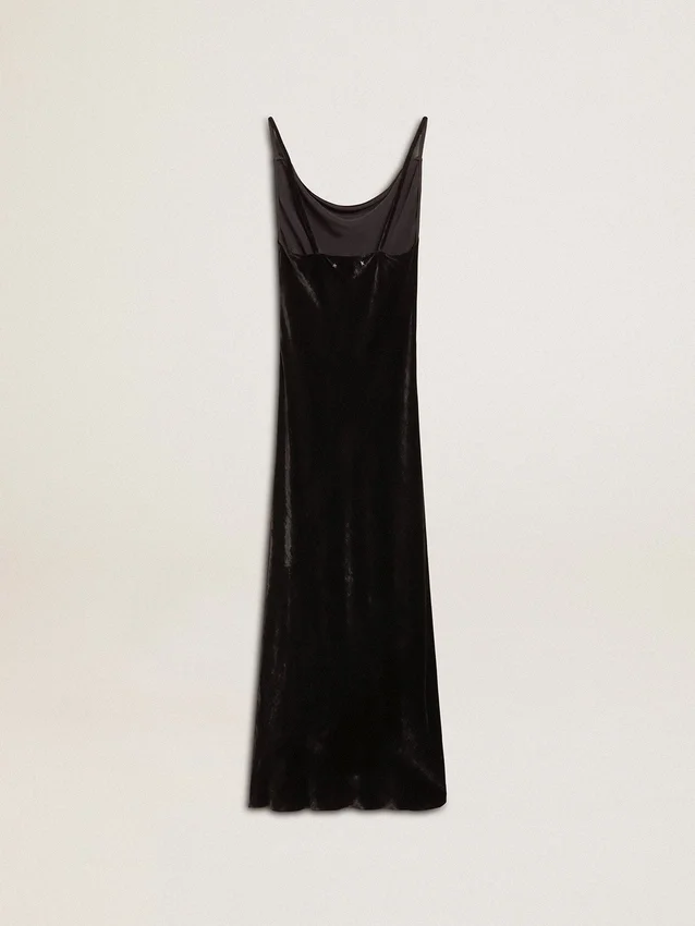 Women's black velvet-effect slip dress