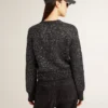 Women's black wool blend cropped sweater with all-over sequins