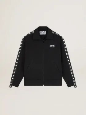 Women’s black zipped sweatshirt with white stars