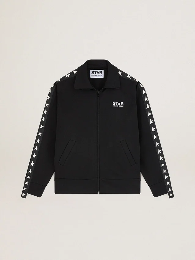 Women’s black zipped sweatshirt with white stars