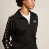 Women’s black zipped sweatshirt with white stars