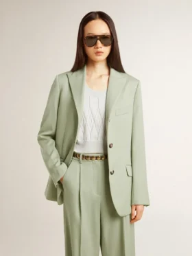 Women’s blazer jacket in sage-green wool