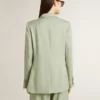 Women's blazer jacket in sage-green wool