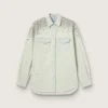 Women's bleached boyfriend shirt with cabochon crystals