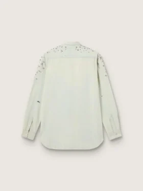 Women’s bleached boyfriend shirt with cabochon crystals