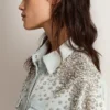 Women's bleached boyfriend shirt with cabochon crystals