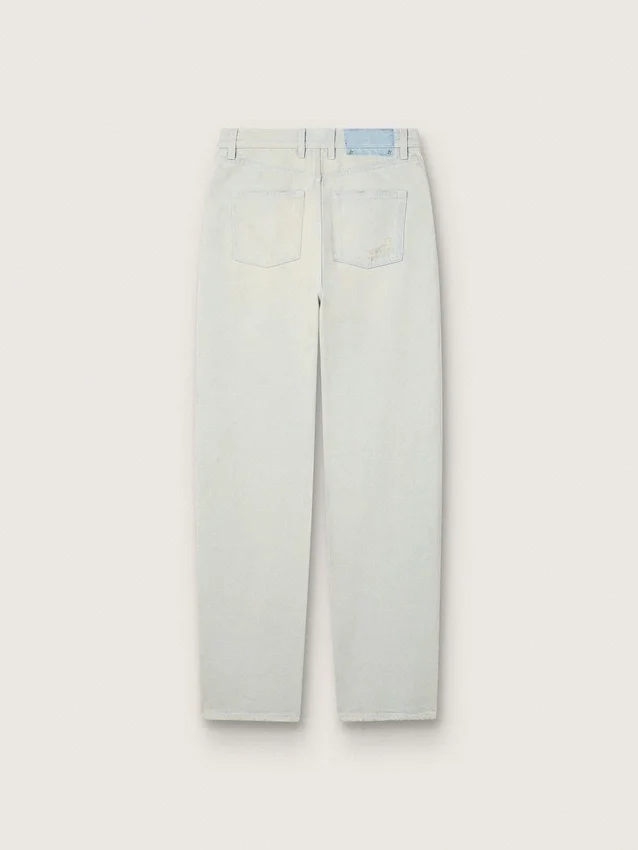 Women's bleached jeans with cabochon crystals