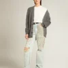 Women's bleached jeans with cabochon crystals