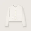 Women’s boxy jacket in bouclé cotton with all-over beads